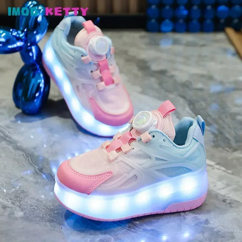 Autumn Childrens Kids Boys Girls USB Charging Glowing Casual Sneakers