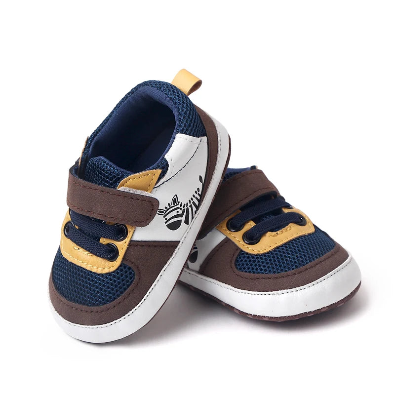 Baby Sneaker Casual Pre Walking Shoes Soft PU and Mesh Breathable Anti-slip Cute