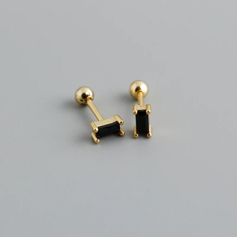 WANTME 925 Sterling Silver Fashion Korean Petal Screw Bead Stud Earrings for Women Charm Ear Bone Piercing Jewelry Accessories