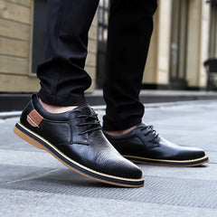 Fashion Men Shoes Men Leather Oxfords Shoes Casual Lace-up Formal Business