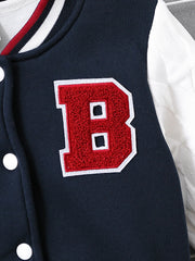 Boys' autumn and winter coats match color casual college cardigan baseball hoodie