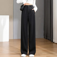 Women'S Loose Spring Summer High Waist Wide Legs Slim Casual Trousers