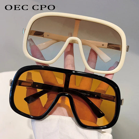 New Big Frame Sunglasses Women Men Luxury Goggle One Piece Sun Glasses Female Vintage Brand Designer Punk Shades UV400 Eyewear