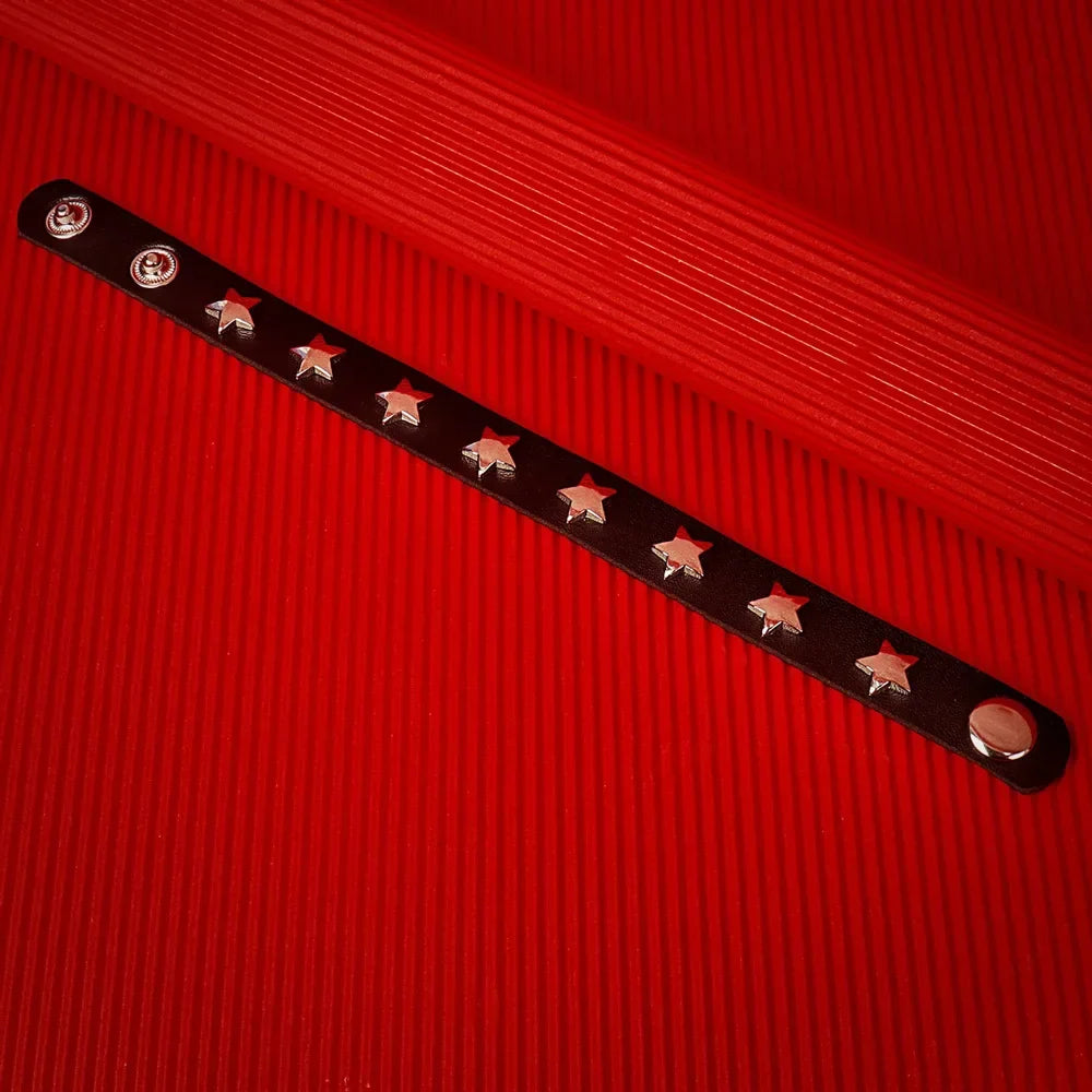 Punk Hip Hop Rock PU Leather Bracelet Unisex Trendy Chain Skull Pentagram Rivet Bracelet Party Jewelry Accessories