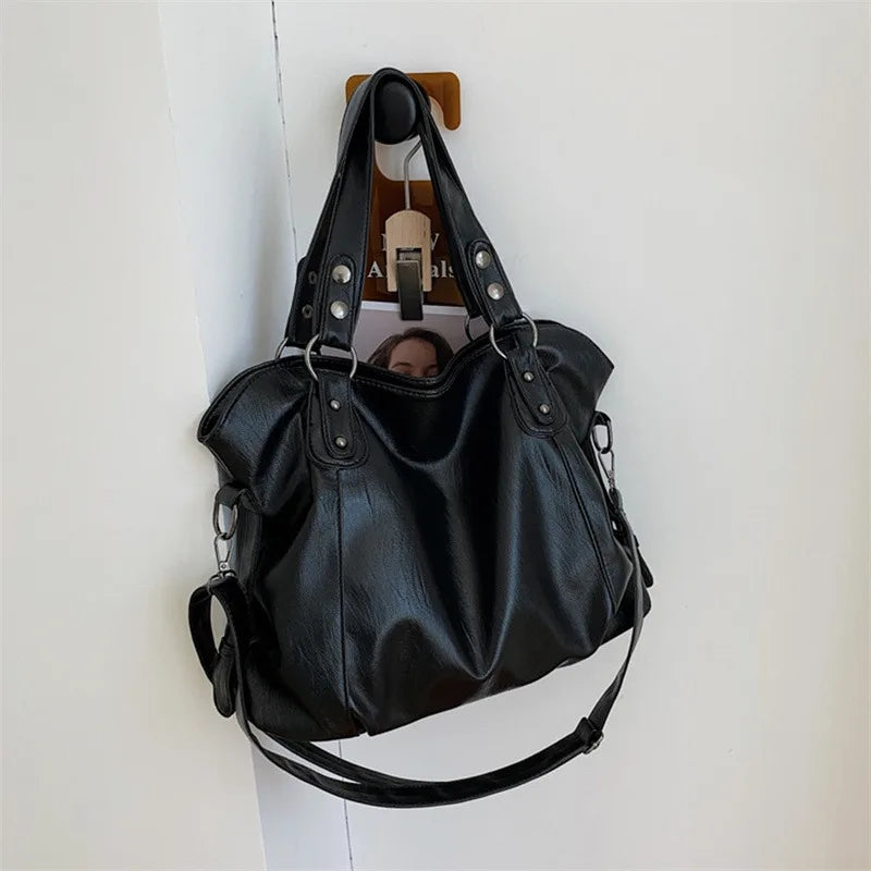 Large Capacity Black Shoulder Bags For Women Large Shopper Bag