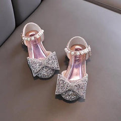 Girls Sequined Bowknot Sandals Summer Fashion Children's Pearl Party Sandals