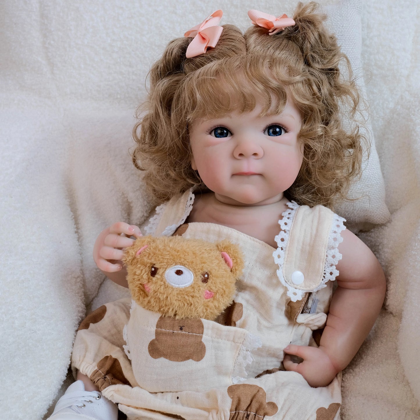 NPK 18inch Full Body Bettie Reborn Baby Doll Lifelike Newborn Cuddly Multiple Layers Painting 3D Skin Hand Rooted Hair