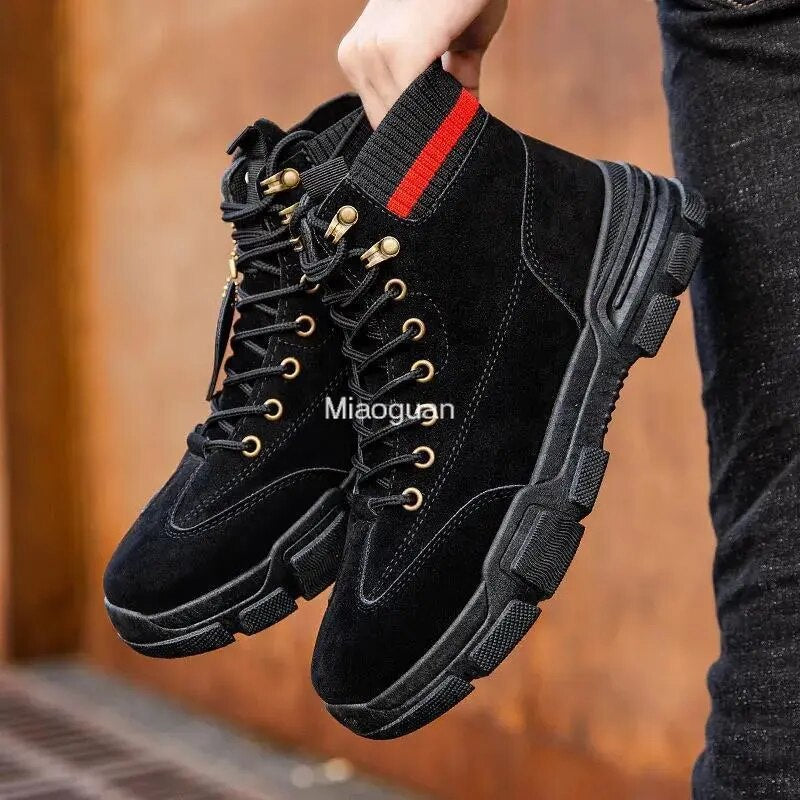 Men Boots Leather Waterproof Lace Up Military Boot Men Winter Fashion Ankle Shoes