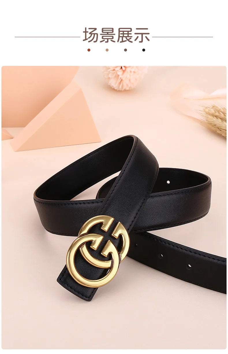 Ladies genuine leather belt, versatile decoration for business and casual wear, simple and fashionable, with a high-end feel.