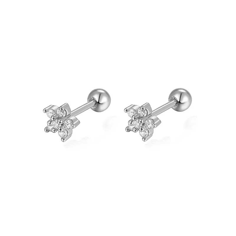 WANTME 925 Sterling Silver Fashion Love Butterfly Romantic Star Crown Screw Stud Earrings for Women Ear Bone Piercing Jewelry