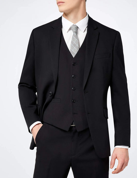 Tuxedo for Mens: 3Pcs Male Slim Fit Black Blazer Set Formal Business Notch Lapel