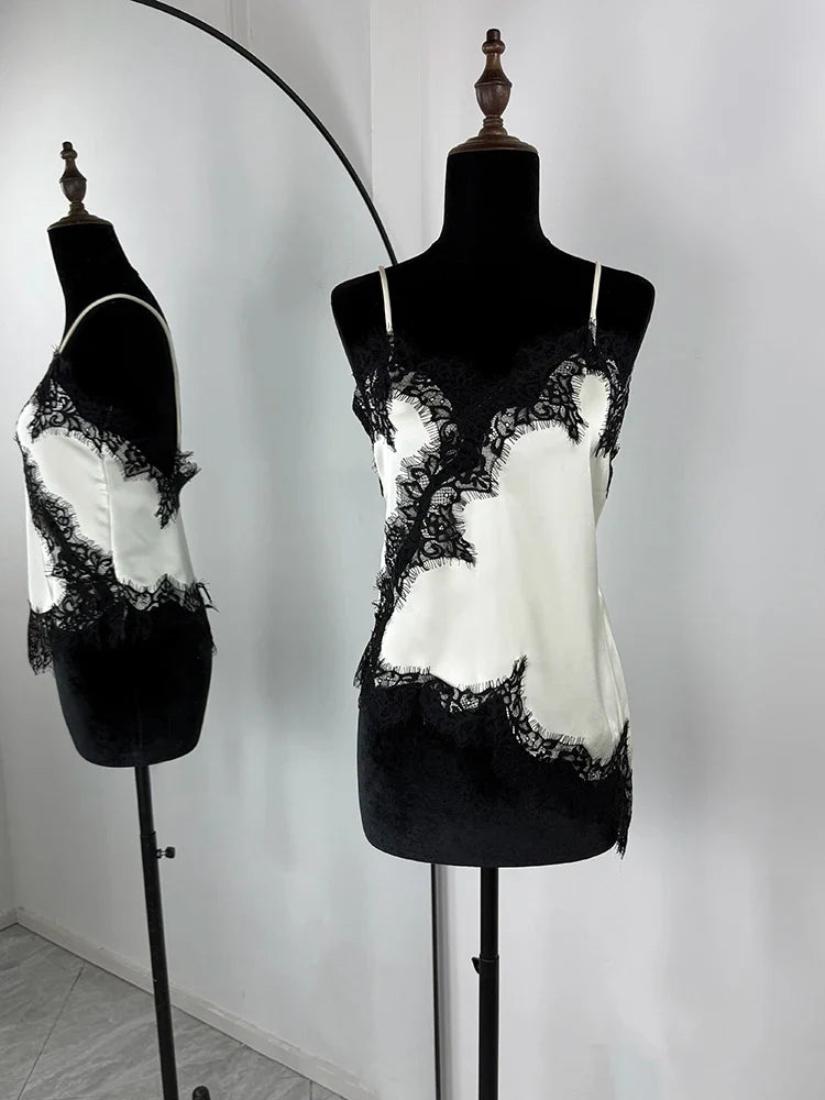 Tornova Lace Mini Spaghetti Strap Dress For Women Backless Slit Sexy Dress Evening Party Bodycon Female Elegant Dress High Waist