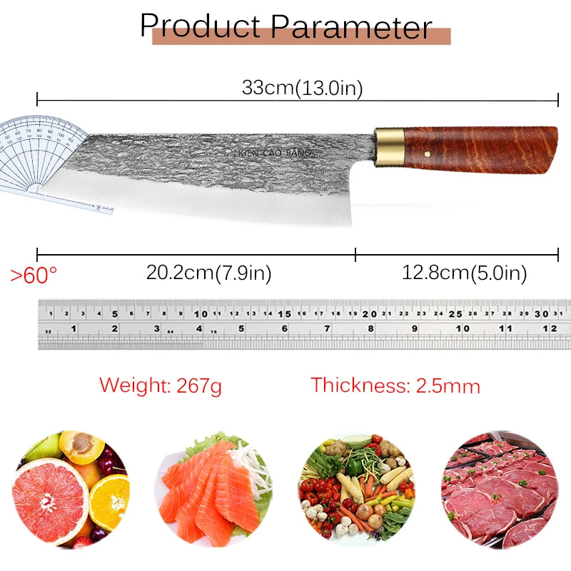 Professional Japanese Chef Knife Hand Forged Steel Fish Fruit Knife Butcher Meat