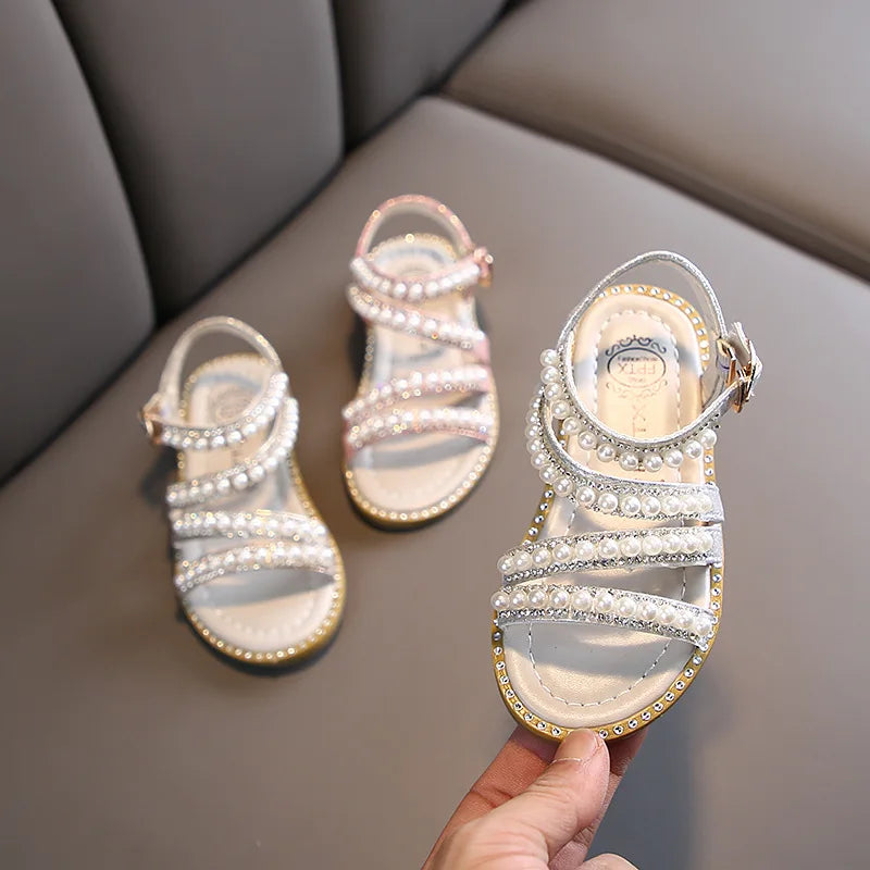 Girl Sandals Summer Fashion Kids Baby Girls Bling Rhinestone Princess Single Sandals