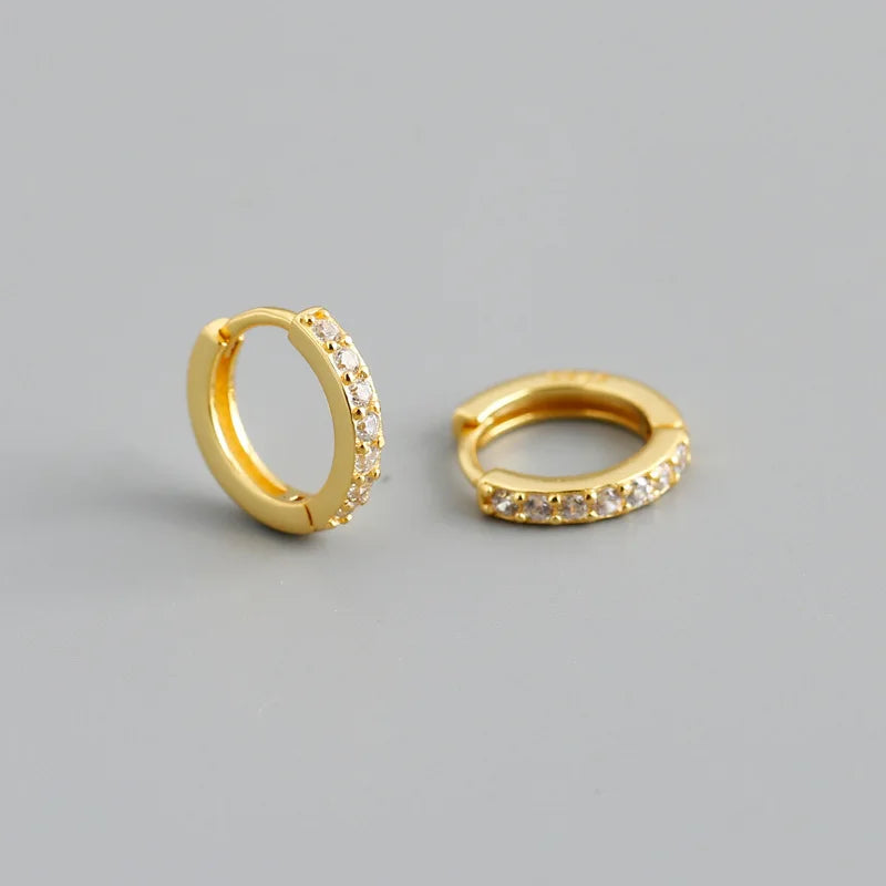 WANTME Real 925 Sterling Silver Gothic Simple White Zircon Hoop Earrings for Women Men Charms Unique Party Couple Jewelry 2021