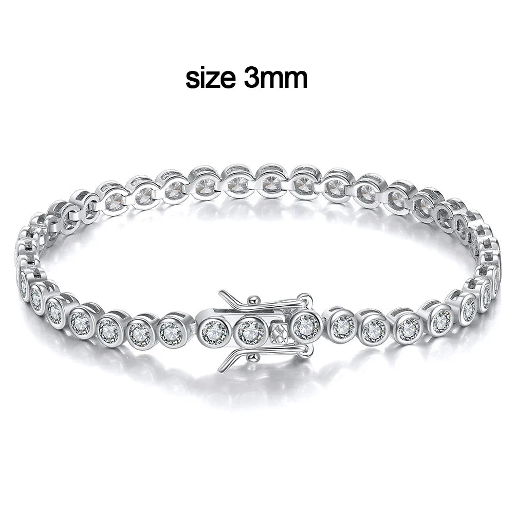 KNOBSPIN D VVS1 Round Moissanite Tennis Bracelet Original s925 Sterling Silver Plated 18k Gold with GRA Bracelets for Women Man