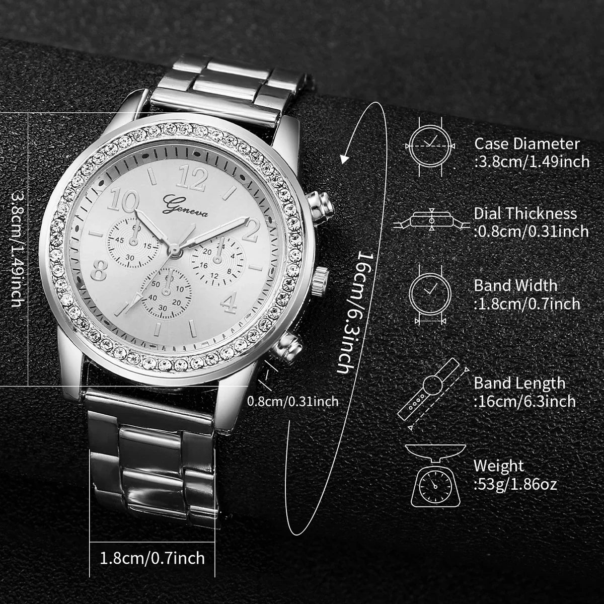 5PCS/Set Fashion Rhinestone Women's Watch Alloy Band Analog Quartz Watches Bracelets Set Reloj Mujer Girls Clock