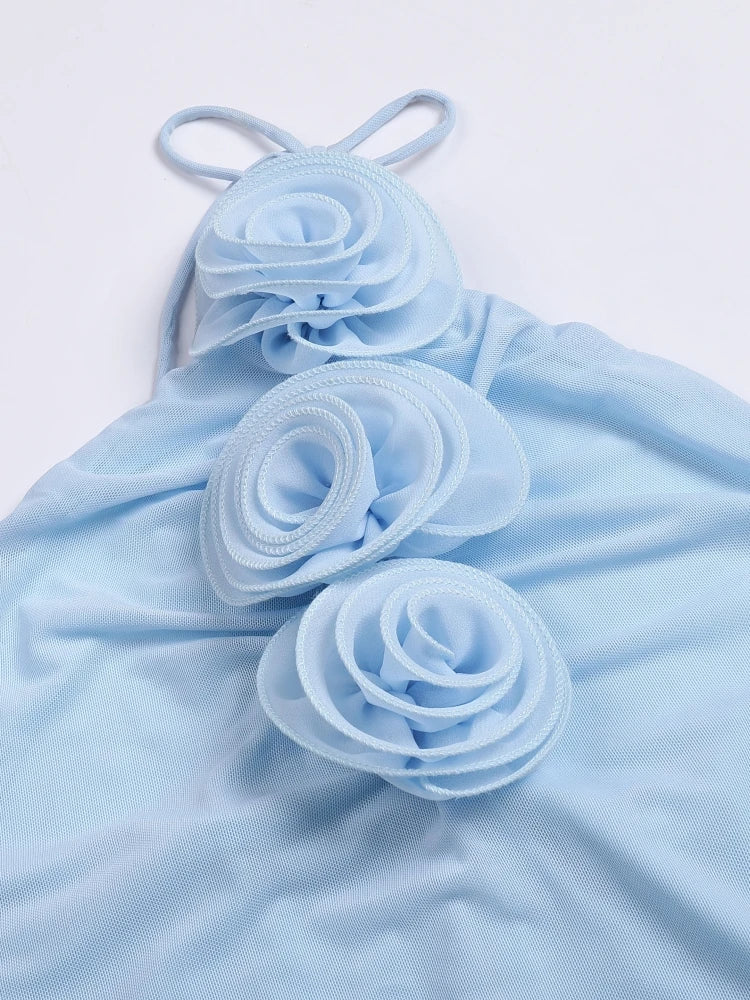 Formal attire Dresses: Bodycon Long Dress Women Light Blue Sleeveless Lace-up
