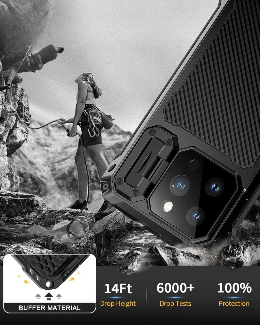 Heavy Duty Military Armor Metal Case For iPhone Air 17 16 15 Plus 14 Pro Max Shockproof Cover Camera Screen Protector Magsafe
