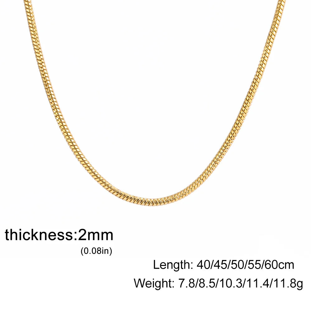 Skyrim Stainless Steel Gold Color Round Snake Chain Necklace Women Men Long Neck Chains Trendy Punk Jewelry Gift Wholesale
