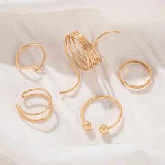 5 Pieces of Minimalist, Fashionable, Irregular Gold Women's Ring Set, Finger Ring