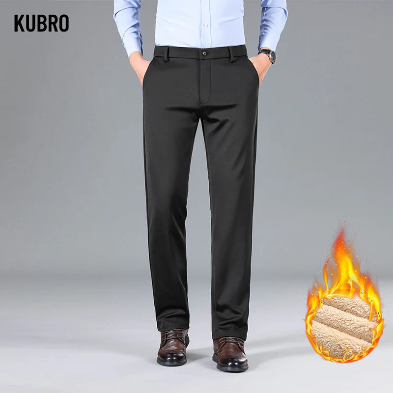 Men's Casual Pants Autumn Winter Wool Fleece Warm Fashion