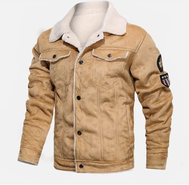 Autumn Winter Coat Men Jacket Vintage Solid Turn-Down Collar Outdoor Training