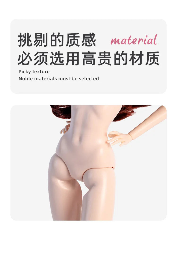 2025 new 1/6 Supermodel doll / 32cm nude doll with white skin wine red brown hair / 12 joint movable body + head / dollhouse toy
