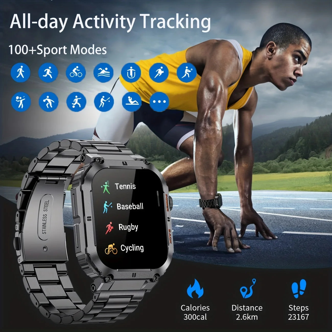LIGE Outdoor Sports Fitness Smartwatch For Men