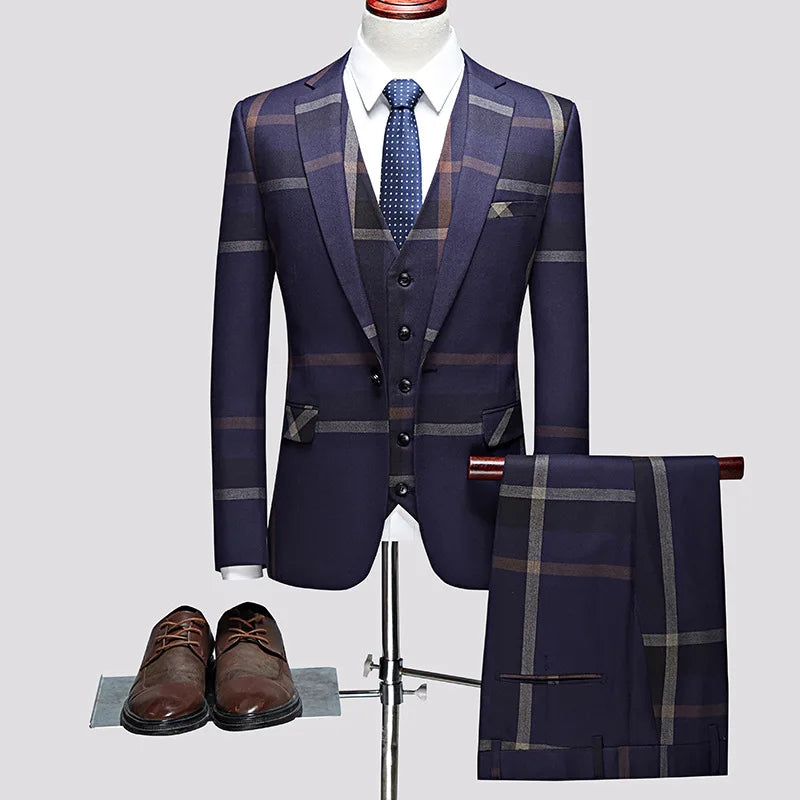 Tuxedo for Mens: 3 Pcs Suits Set Coat Vest Pants Men's Casual Boutique Business