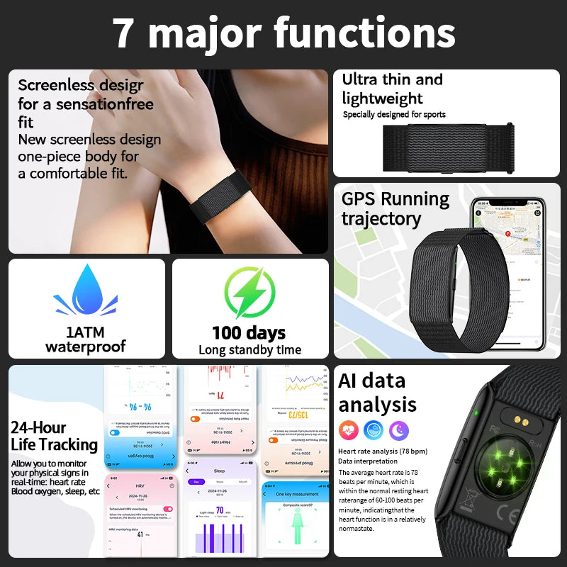 LIGE No Screen Smart Watch Men's Sports Outdoors Fitness Heart Rate Monitor 1ATM Waterproof New Smartwatch For Andrio IOS 2025