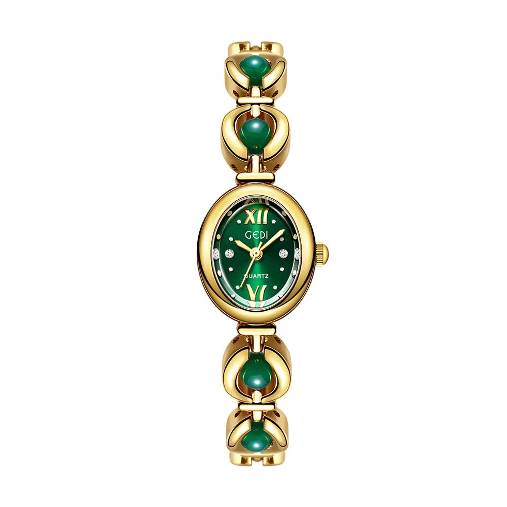 Ladies Watch Light Luxury Brand National Style Zulu Green Bracelet Advanced Bead Waterproof Women Fashion Quartz Wristwatches