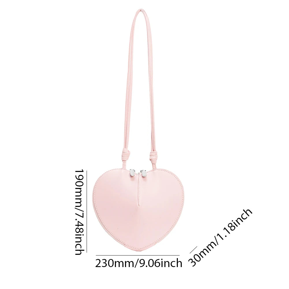 Peach Heart Shape Crossbody Bag Small Shoulder Bag Ladies PU Fashion