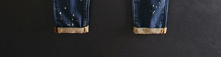 Jeans for Men Straight Cropped Trousers Graphic Motorcycle with Print Pockets Male