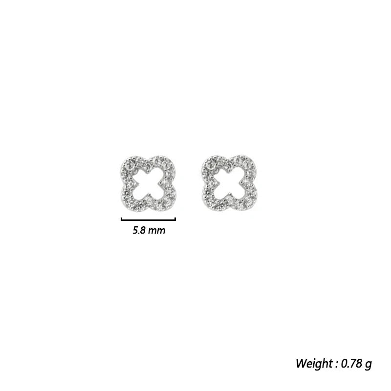 WANTME 925 Sterling Silver Romantic Full Zircon Flower Screw Bead Stud Earrings for Women Fashion Sweet Party Piercing Jewelry