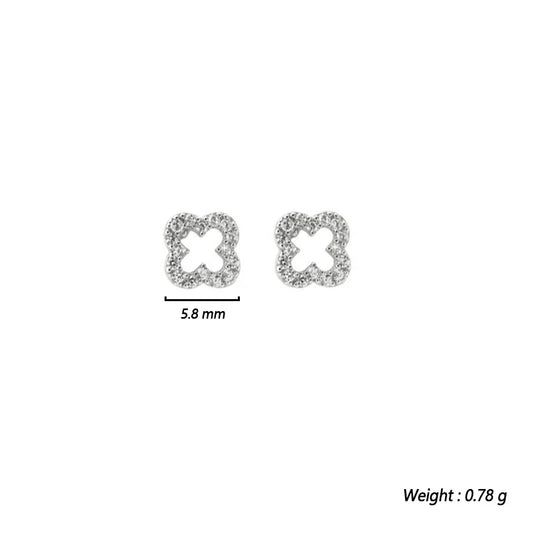 WANTME 925 Sterling Silver Romantic Full Zircon Flower Screw Bead Stud Earrings for Women Fashion Sweet Party Piercing Jewelry