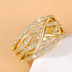 Fashion Infinite Love Rings for Women Full Bling Iced Out Cubic Zirconia