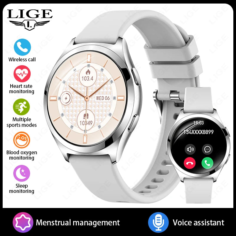 1.27inch AMOLED Women's Smart Watch Custom Watch Face Smartwatch Ladies Heart Rate Monitoring Bluetooth Call Waterproof Bracelet