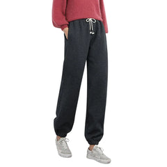 Winter Thicken Straight Pants Women Casual Fleece Sweatpants Warm Thick