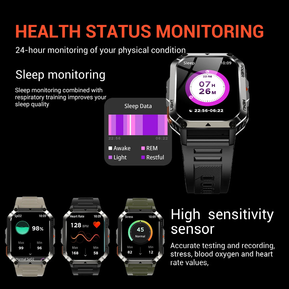 Blackview W70 Pro Sports Fitness Smart Watch 2.01 Screen Bluetooth Talking Watch LED Flashlight Outdoor Smart Watch With Compass