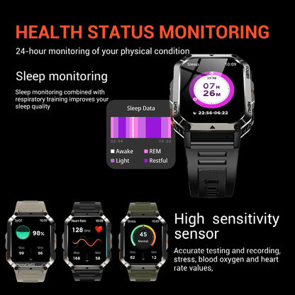 Blackview W70 Pro Sports Fitness Smart Watch 2.01 Screen Bluetooth Talking Watch LED Flashlight Outdoor Smart Watch With Compass