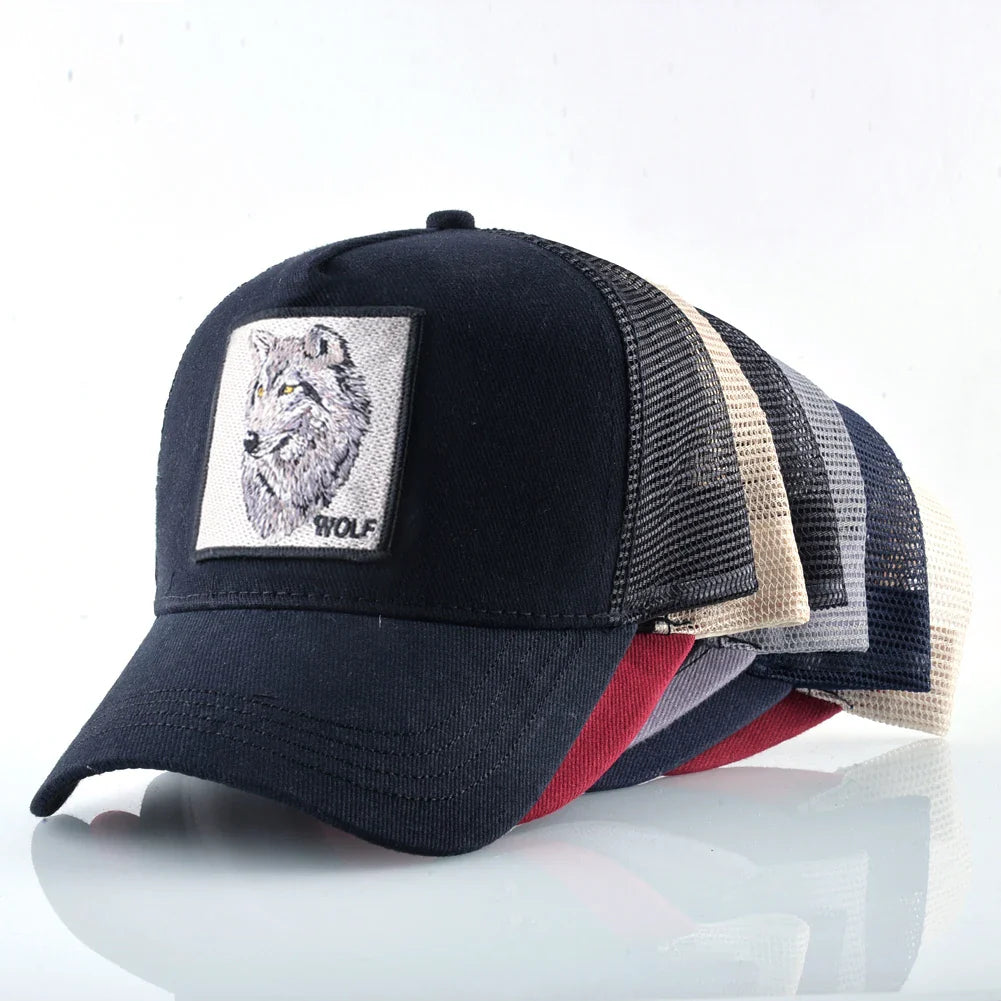 Fashion Baseball Cap With Embroidery Wolf Patch Snapback Hip Hop Trucker Caps Men Women Outdoor Breathable Visor Hat
