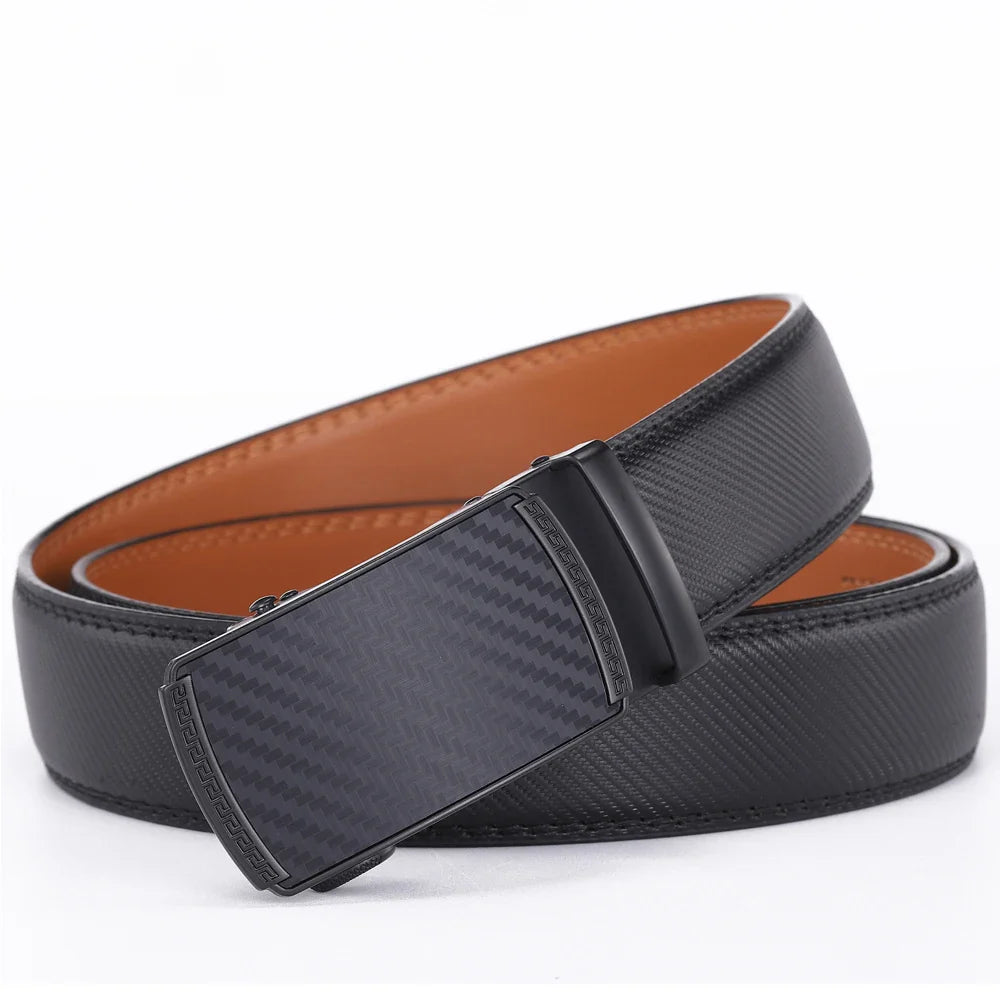 Men Leather Belt Alloy Automatic Buckle Male Belt Man Fashion Belts Genuine Leather Luxury Belts for Men Business Designer Blue