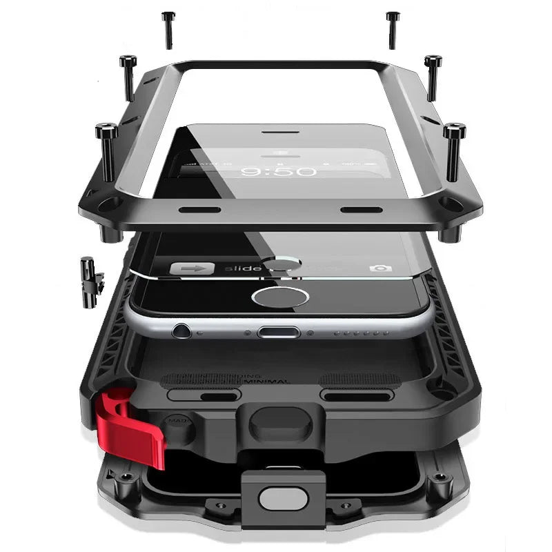 Heavy Duty Protection Armor Metal Phone Case for iPhone 17 16 15 14 13 12 11 Pro XS MAX SE XR X 6 7 Aluminum Shockproof Cover