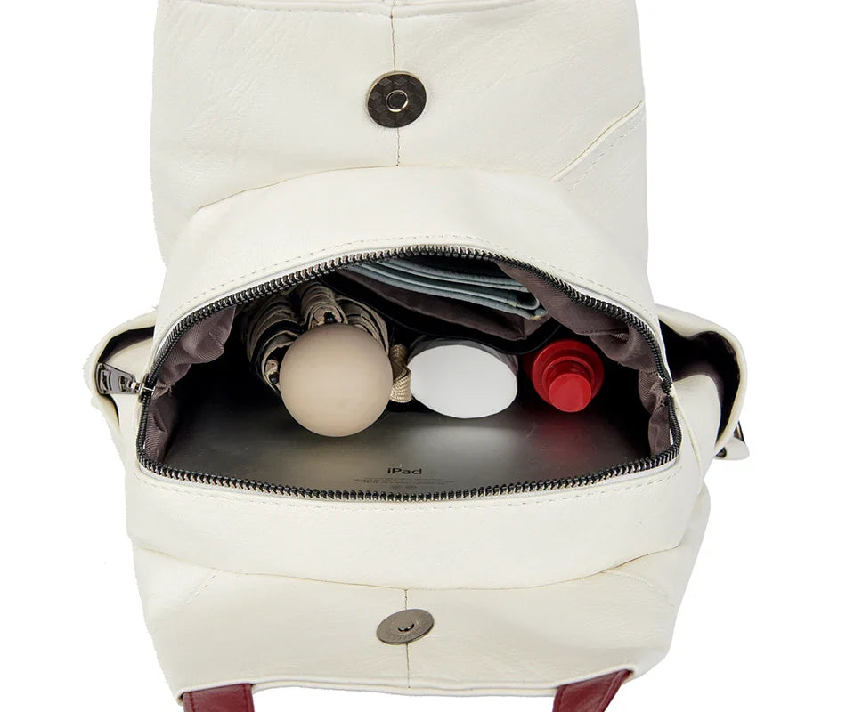 Women Leather Backpacks Zipper Female Chest Bag Travel Back Pack Ladies Bagpack Mochilas School Bags for Teenage Girls Sac A Dos