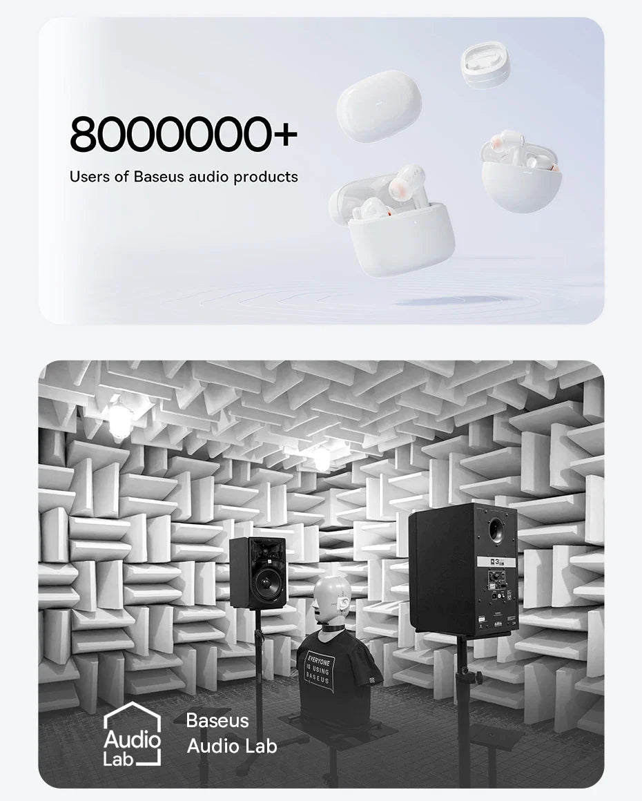 Baseus Bass EP10/BP1 NC -43dB Noise Cancelling ANC True Wireless Earbuds Bluetooth 6.0 In-Ear Wireless Earphones 4-Mics Ear buds