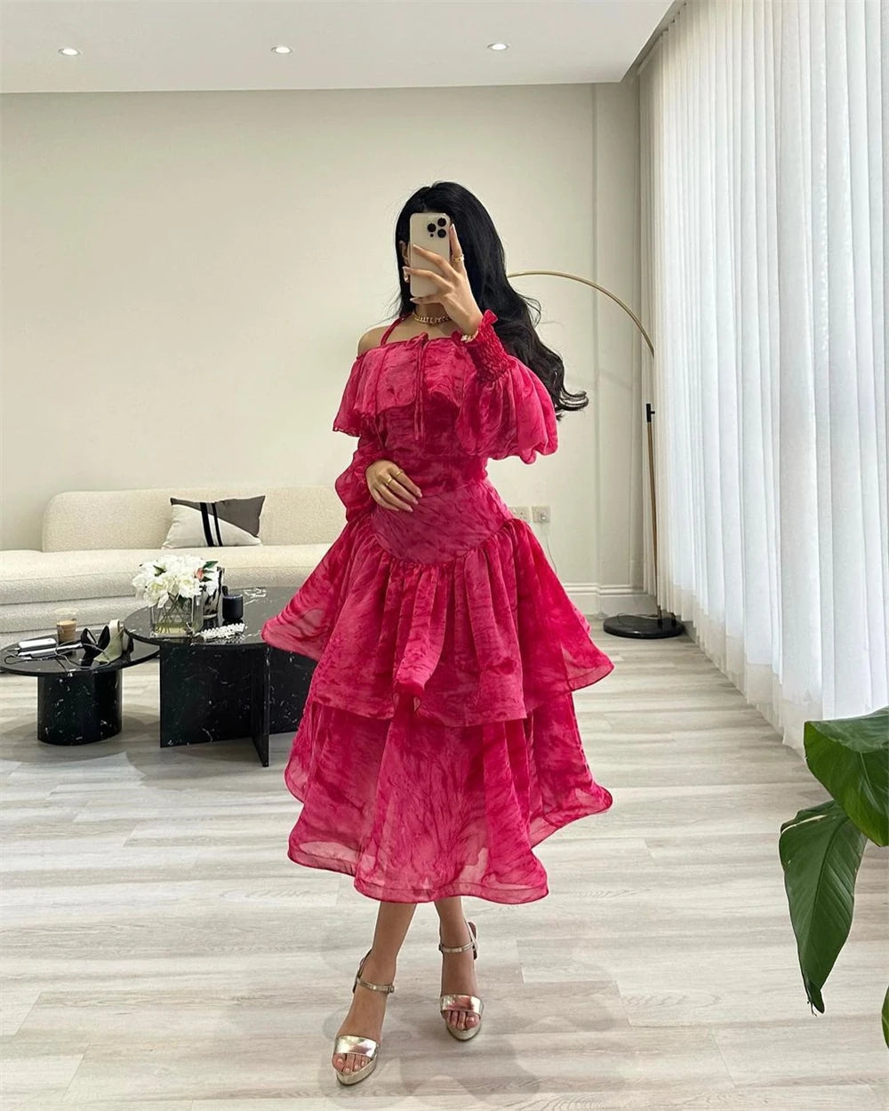 Homecoming Dresses: A-line PartyLayered Flowers Chiffon Occasion Evening Gown