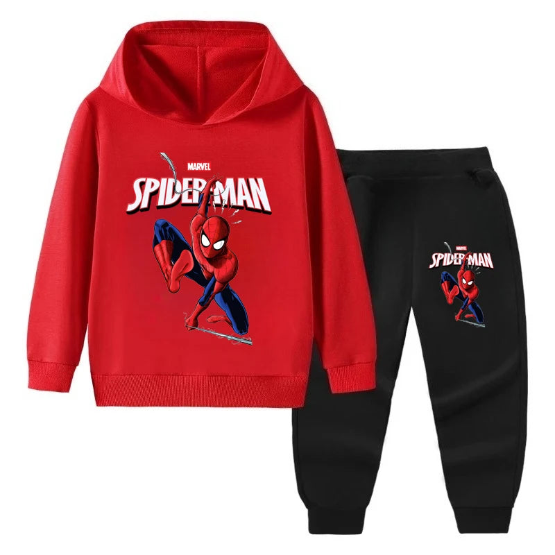 Hoodie For Boys Casual Thin Long-sleeves Sweatshirt+long Pants Sets for Kids Autumn Spider-Man Printed 2pcs Set Clothing