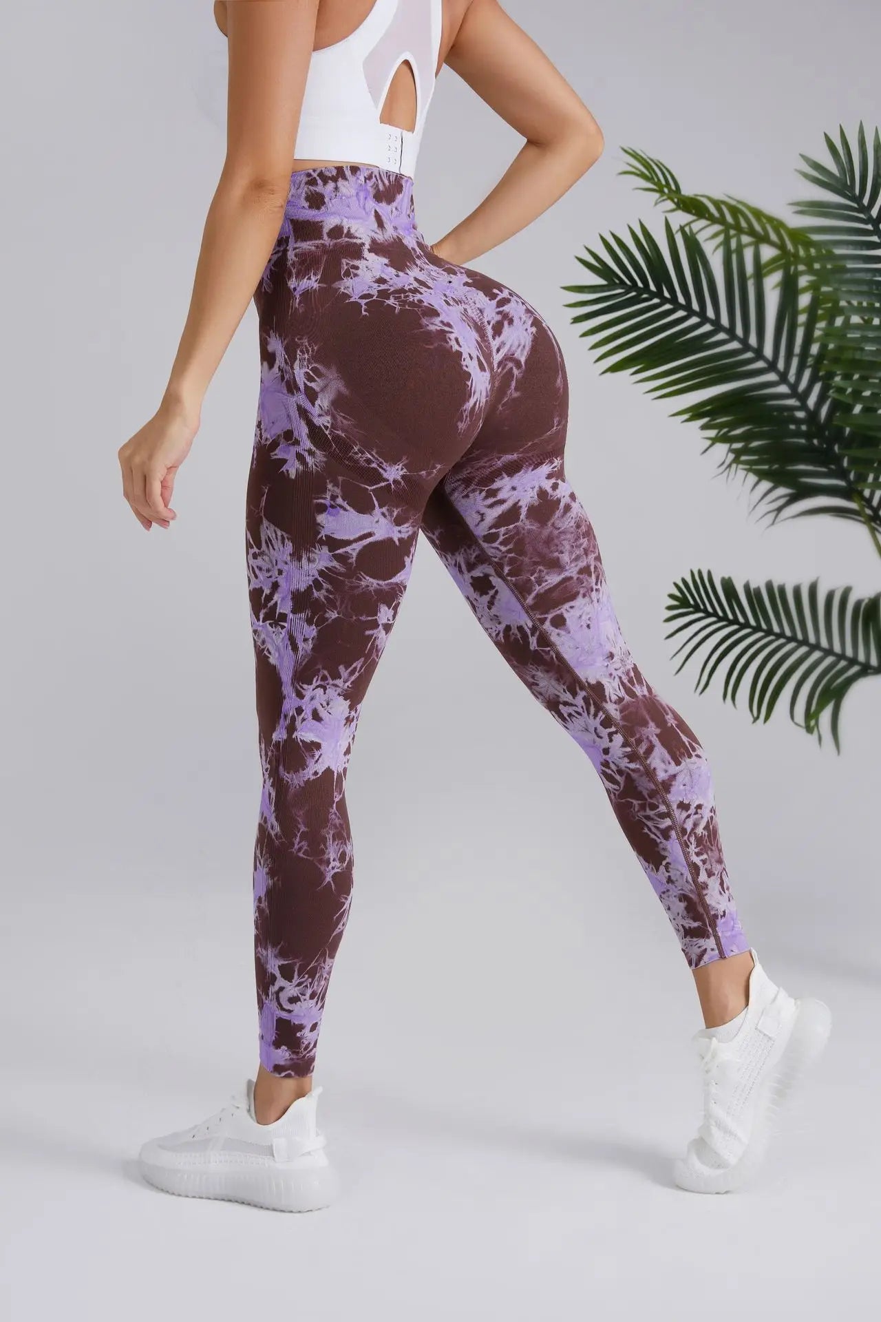 Seamless Peach Yoga Pants Women's Dual Color Tie Dye Tie Float High Waist Sports