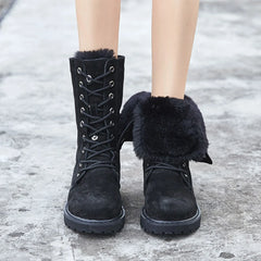 winter boots thicken fur snow boots women's leather shoes soft high top winter shoes